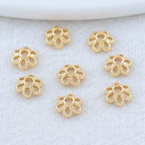 50PCS 6MM 14K Plated Brass Flowers Beads Caps Tassel Caps DIY Jewelry Accessorie