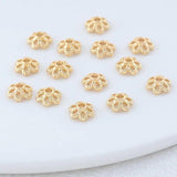 50PCS 6MM 14K Plated Brass Flowers Beads Caps Tassel Caps DIY Jewelry Accessorie