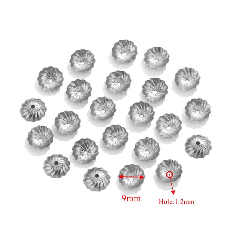100pcs Stainless Steel Beads Caps For Jewelry Making DIY Beading Supplies