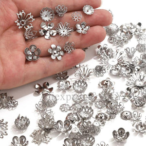 100pcs Stainless Steel Beads Caps For Jewelry Making DIY Beading Supplies