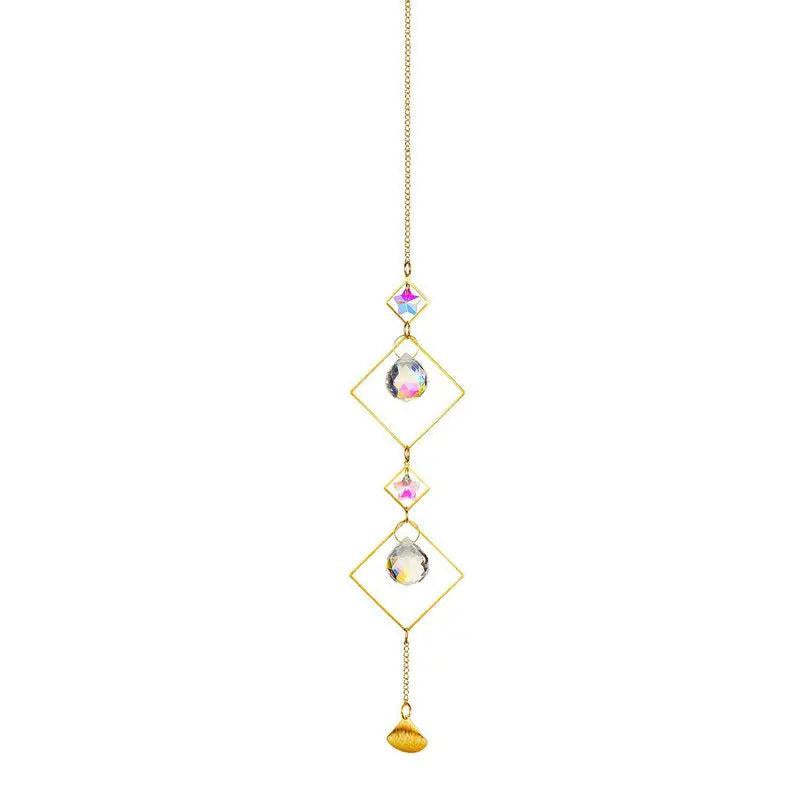 Crystal Prism Rainbow Light Catcher Wind Chime Moon Star Pendant