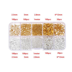 640Pcs Lobster Clasp Jump Ring Spacer Beads Chain Kit