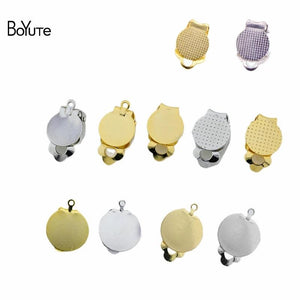 Metal Brass Ear Clip with Blank Base Diy Earrings 20Pcs