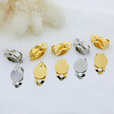 Metal Brass Ear Clip with Blank Base Diy Earrings 20Pcs