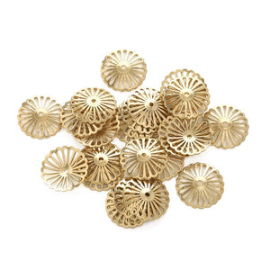 20Pcs Raw Brass Hollow Flower Bead Cap 14mm Jewelry Making Accessories