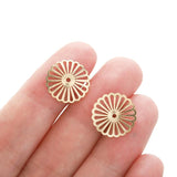 20Pcs Raw Brass Hollow Flower Bead Cap 14mm Jewelry Making Accessories