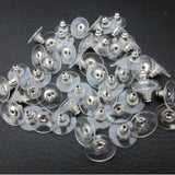 200 pcs Silicone Earring Back Stoppers Jewelry Findings Silver X3R8C