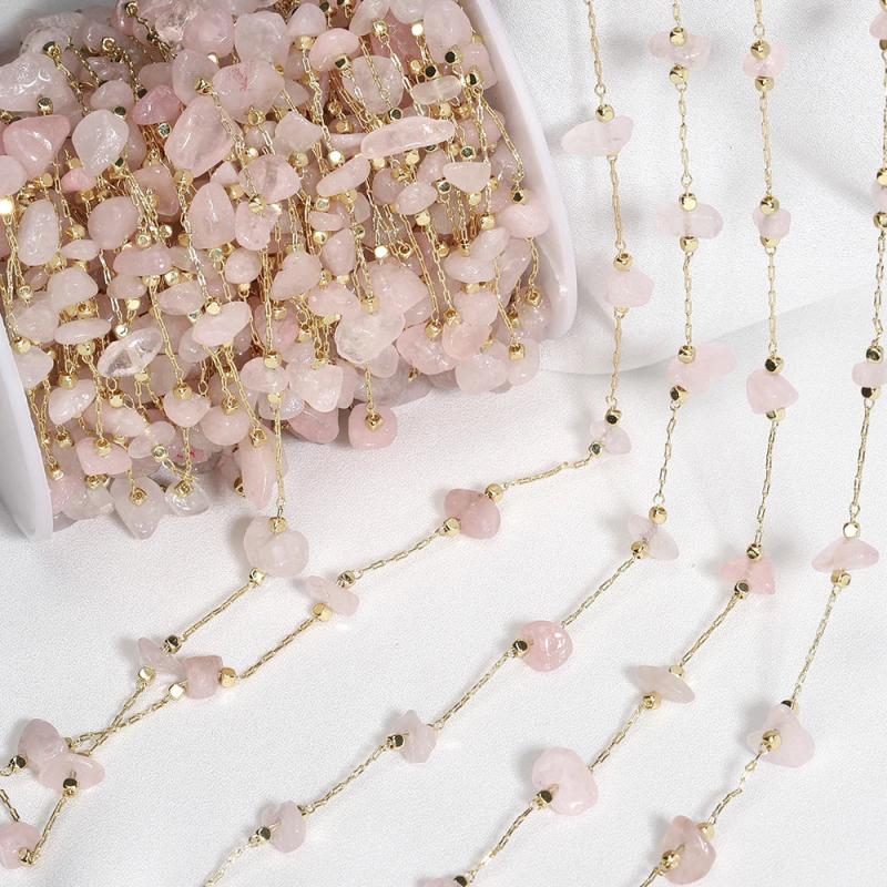 1m Stone Chain Light Pink Beads Crystal Chains Necklace Bracelet DIY