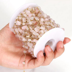1m Stone Chain Light Pink Beads Crystal Chains Necklace Bracelet DIY