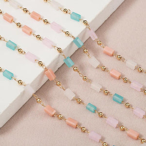 1M Cuboid Cube Beads Macarron Crystal Necklace Chain