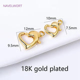 18K Plated 10/12mm Heart Lobster Clasp Connector