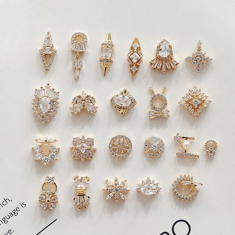 10pcs Zircon Copper Net Red Nail Stickers DIY Nail Charms