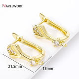 Zircon Ginkgo Biloba Earring Clasps 18K Plated Jewelry Making Materials