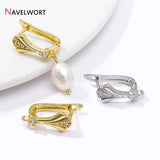 Zircon Ginkgo Biloba Earring Clasps 18K Plated Jewelry Making Materials
