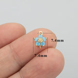 18K Plated Copper Zircon Flower Charms for Jewelry Making DIY 10pcs
