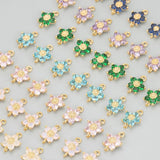 18K Plated Copper Zircon Flower Charms for Jewelry Making DIY 10pcs