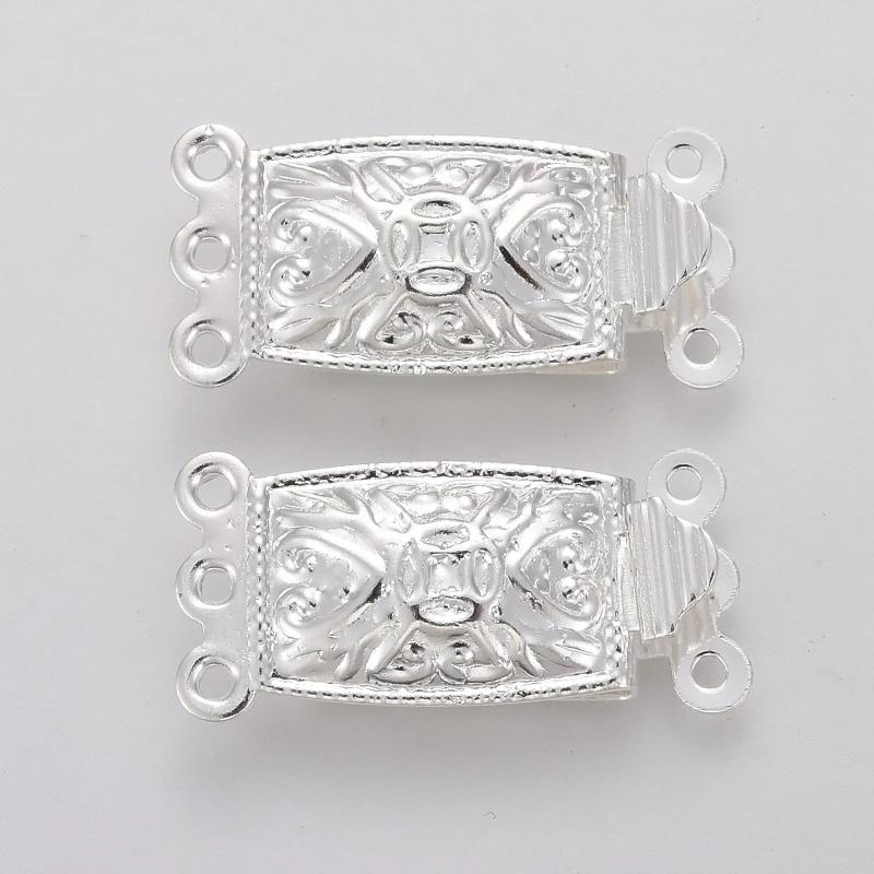 10 Sets Vintage 3-Strand Buckle Clasp for DIY Jewelry Making