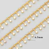 18k Rhodium Plated Nickel Free Copper Chain with Zircons, 50cm/lot