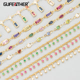 18k Rhodium Plated Nickel Free Copper Chain with Zircons, 50cm/lot