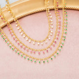18k Rhodium Plated Nickel Free Copper Chain with Zircons, 50cm/lot