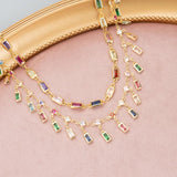 18k Rhodium Plated Nickel Free Copper Chain with Zircons, 50cm/lot