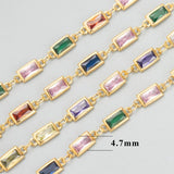 18k Rhodium Plated Nickel Free Copper Chain with Zircons, 50cm/lot
