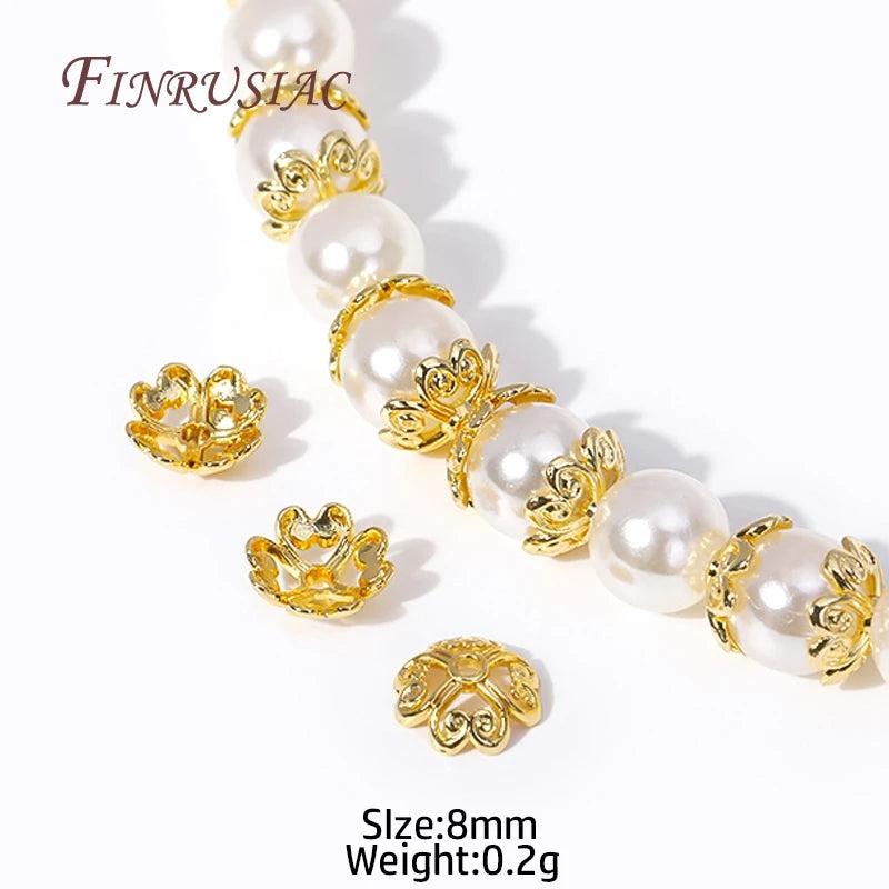 8MM Hollow Flower Bead Caps 18K Plated End Caps DIY Jewelry Making