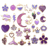 30Pcs Mixed Animals Flowers Enamel Charms DIY Pendant Bracelet Accessories