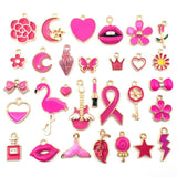 30Pcs Mixed Animals Flowers Enamel Charms DIY Pendant Bracelet Accessories