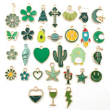 30Pcs Mixed Animals Flowers Enamel Charms DIY Pendant Bracelet Accessories