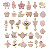 30Pcs Mixed Animals Flowers Enamel Charms DIY Pendant Bracelet Accessories