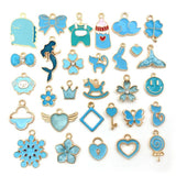 30Pcs Mixed Animals Flowers Enamel Charms DIY Pendant Bracelet Accessories