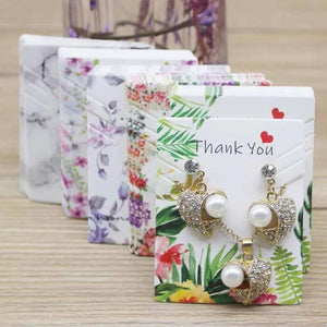 50pcs Flower Earring Display Cards Jewelry Packaging Hang Tag 5.1X6.3cm