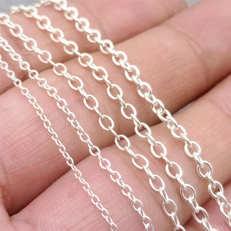 925 Sterling Silver Unfinished Cable Chain Necklace Footage 1.1mm-2.5mm