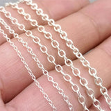 925 Sterling Silver Unfinished Cable Chain Necklace Footage 1.1mm-2.5mm