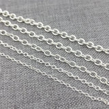 925 Sterling Silver Unfinished Cable Chain Necklace Footage 1.1mm-2.5mm