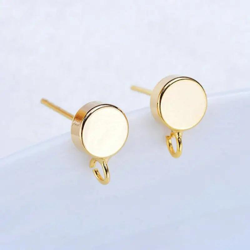 6MM Round Stud Earrings 14K Plated Brass High Jewelry Making Supplies