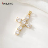 14K Plated Zircon Cross Pendant Charms for Necklace Making
