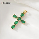 14K Plated Zircon Cross Pendant Charms for Necklace Making