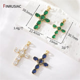 14K Plated Zircon Cross Pendant Charms for Necklace Making