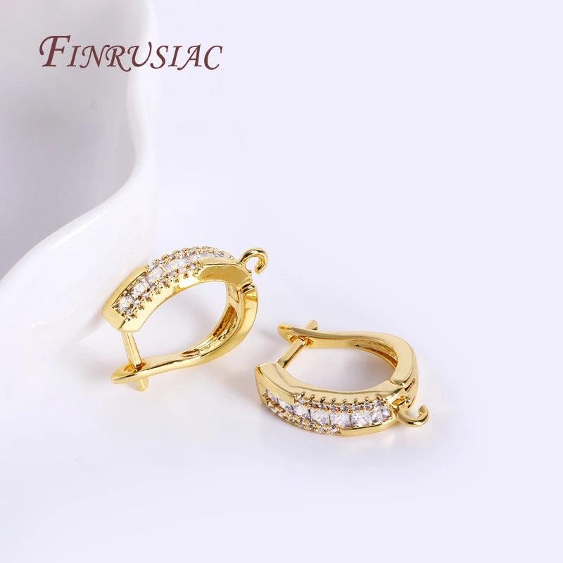 18K Zircon Earring Fasteners Ear Wire Clasp Hooks