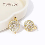 CZ Round Fastener Earring Clasps Hooks 18K Plated DIY Ear Jewelry Making