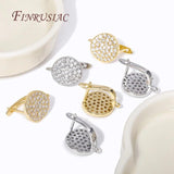 CZ Round Fastener Earring Clasps Hooks 18K Plated DIY Ear Jewelry Making