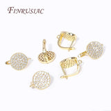 CZ Round Fastener Earring Clasps Hooks 18K Plated DIY Ear Jewelry Making