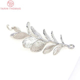 6PCS 16x35MM Champagne Brass Leaf Charms Pendants