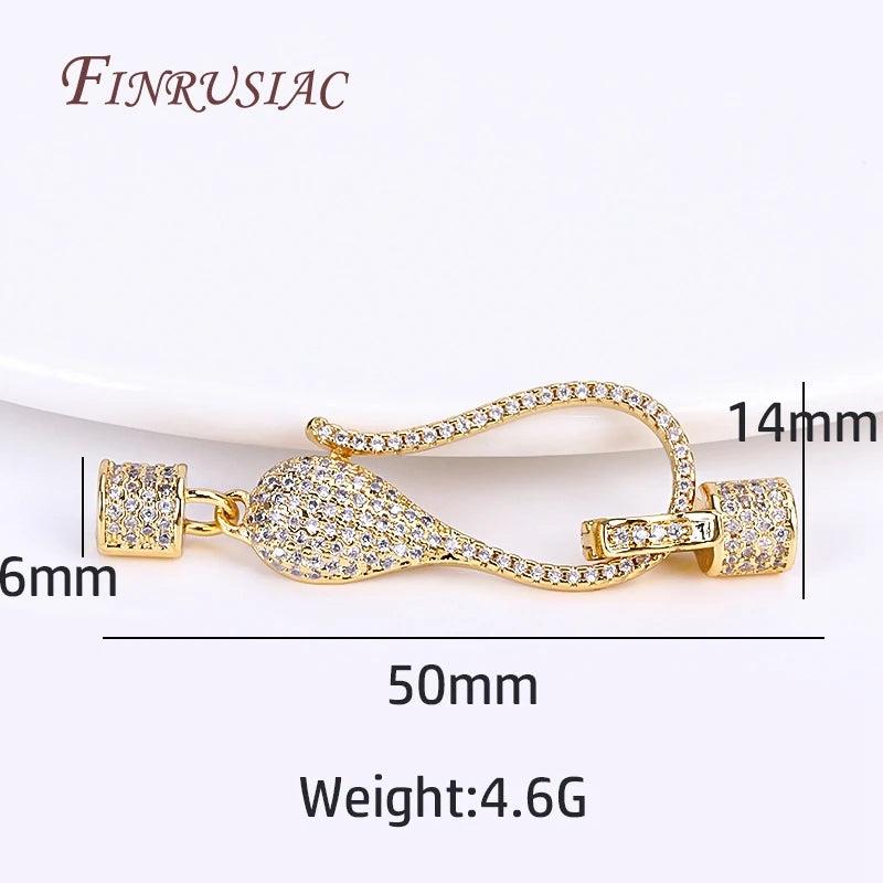 50MM 18K Gold-Plated CZ Clasp for DIY Pearl Necklace