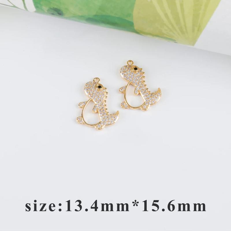 18k Plated Copper Zircon Charm Pendants DIY Jewelry Making 2pcs/lot