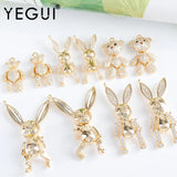 18k Plated Copper Zircon Charm Pendants DIY Jewelry Making 2pcs/lot