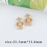 18k Plated Copper Zircon Charm Pendants DIY Jewelry Making 2pcs/lot