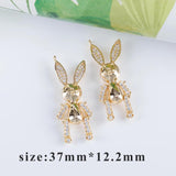 18k Plated Copper Zircon Charm Pendants DIY Jewelry Making 2pcs/lot
